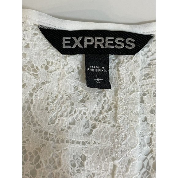 Express Tank Top Size Large Lace Sheer White Open Back Sleeveless EUC - Picture 6 of 8